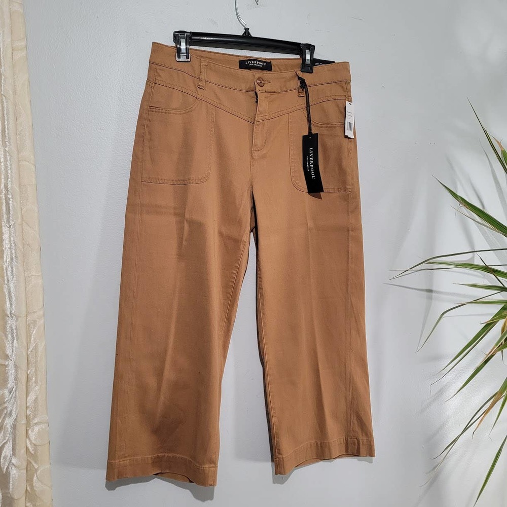 NWT Liverpool L.A. 10/13 Stretch Ankle Wide Leg Jeans Maple Sugar Brown